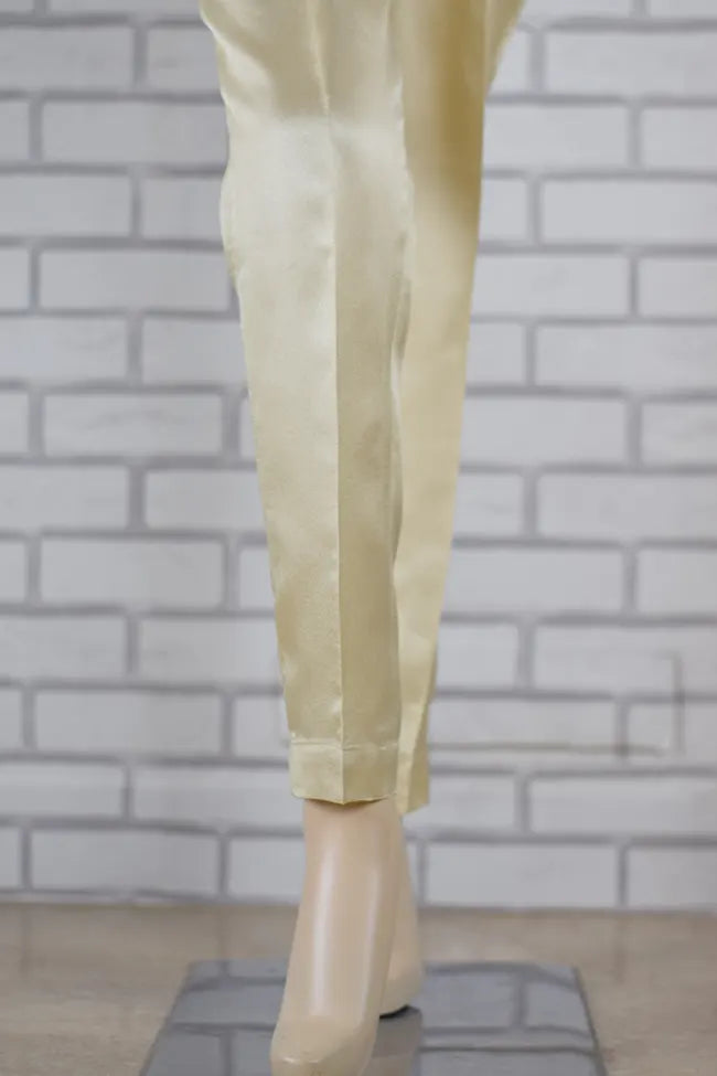 Premium Signature Tapered Straight Leg Blended Silk Gold Pant / LPEM344