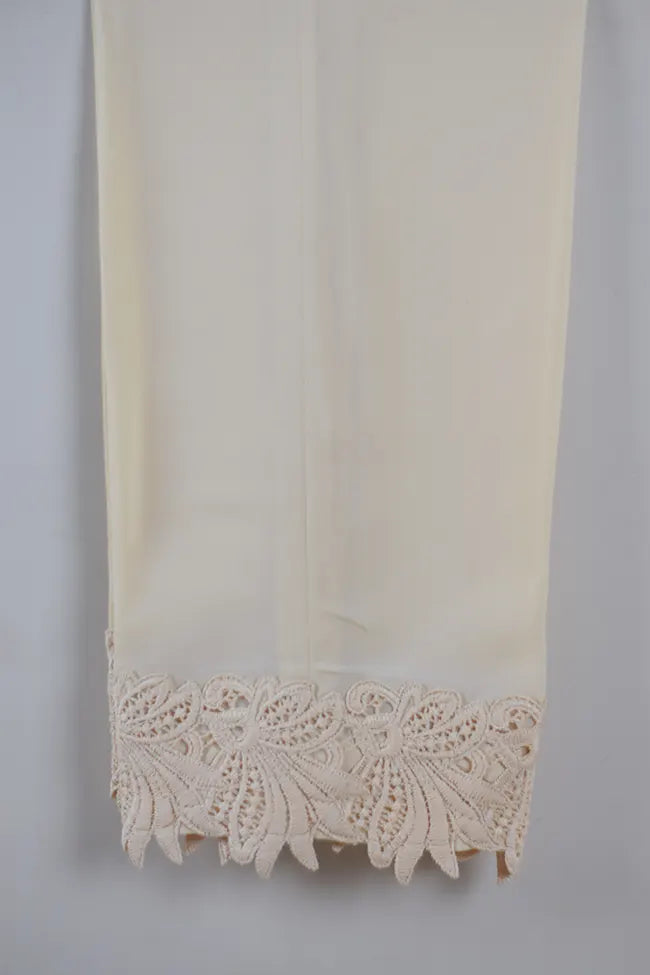 Premium Camel Crepe Tapered Straight Leg Pant with Lace Finishing/LPEM337