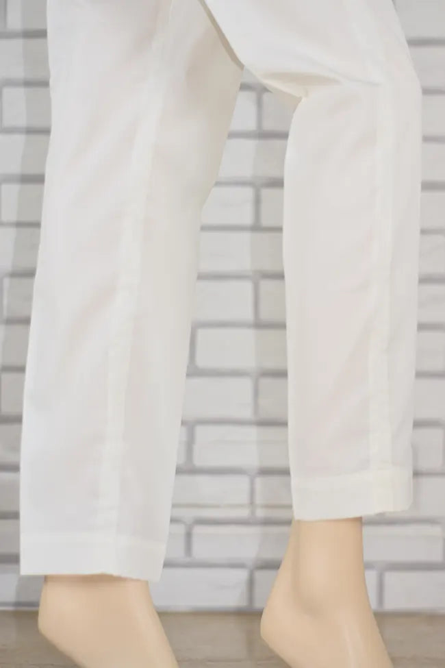 Signature Tapered Straight Leg Blended Cotton Cream Pant/ CCLP111
