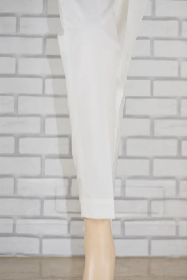 Signature Tapered Straight Leg Blended Cotton Cream Pant/ CCLP111