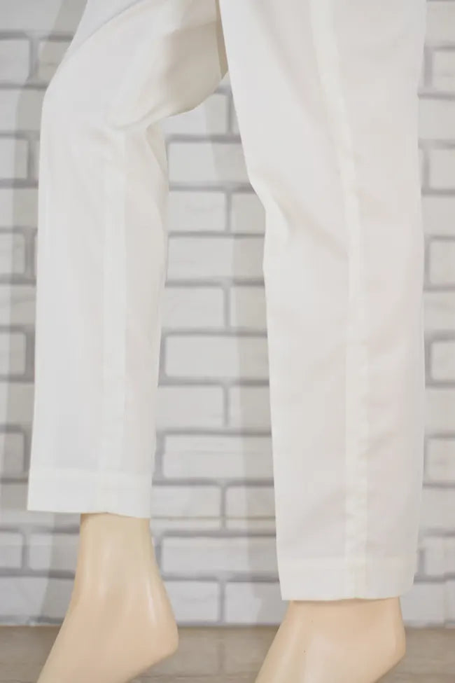 Signature Tapered Straight Leg Blended Cotton Cream Pant/ CCLP111