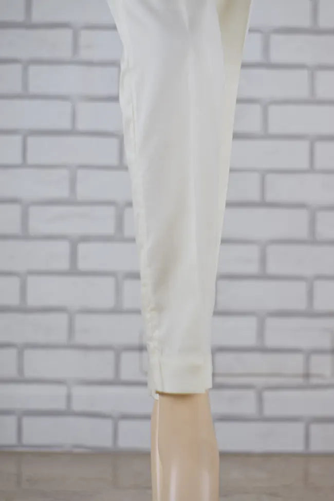 Premium Signature Tapered Straight Leg Blended Cotton Off White Pant/ CCLP112
