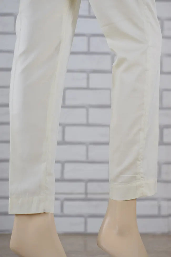 Premium Signature Tapered Straight Leg Blended Cotton Off White Pant/ CCLP112