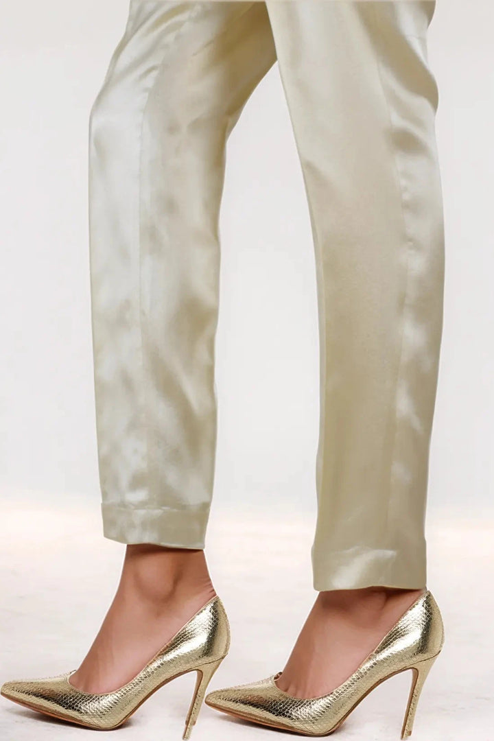 Premium Signature Tapered Straight Leg Blended Silk Gold Pant / LPEM344